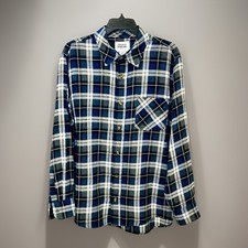 Field  Stream Flannel Shirt Mens Large Blue Plaid Button Up Casual Long Sleeve
