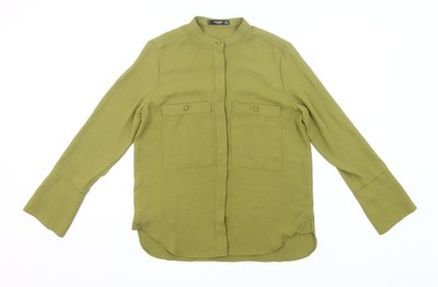 Mango Damen Hemd grün XS Knopfleiste Langarm Polyester