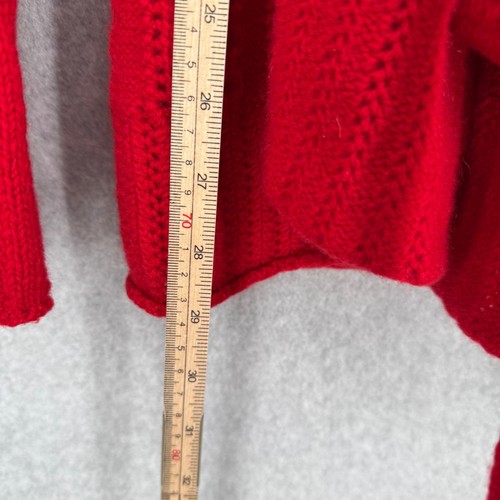 Katherine Kelly Womens Cashmere Tie Waist Cardigan Sweater Size M Red Cable Knit - Picture 8 of 9