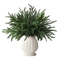 12 Pcs Christmas Norfolk Pine Stems,15" Real Touch Artificial Norfolk Green