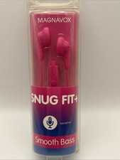 Magnavox Snug Fit  In Ear Headphones w/ Handsfree Mic  Music Control - Pink