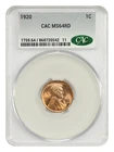 1920 1C CACG MS64RD - Lincoln Cent (Wheat Reverse) - Gorgeous Mint Red