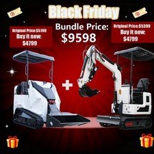 1 Ton Mini Excavator Pilot System + 13.5HP Ride-on Skid Steer Loader Gas Engine