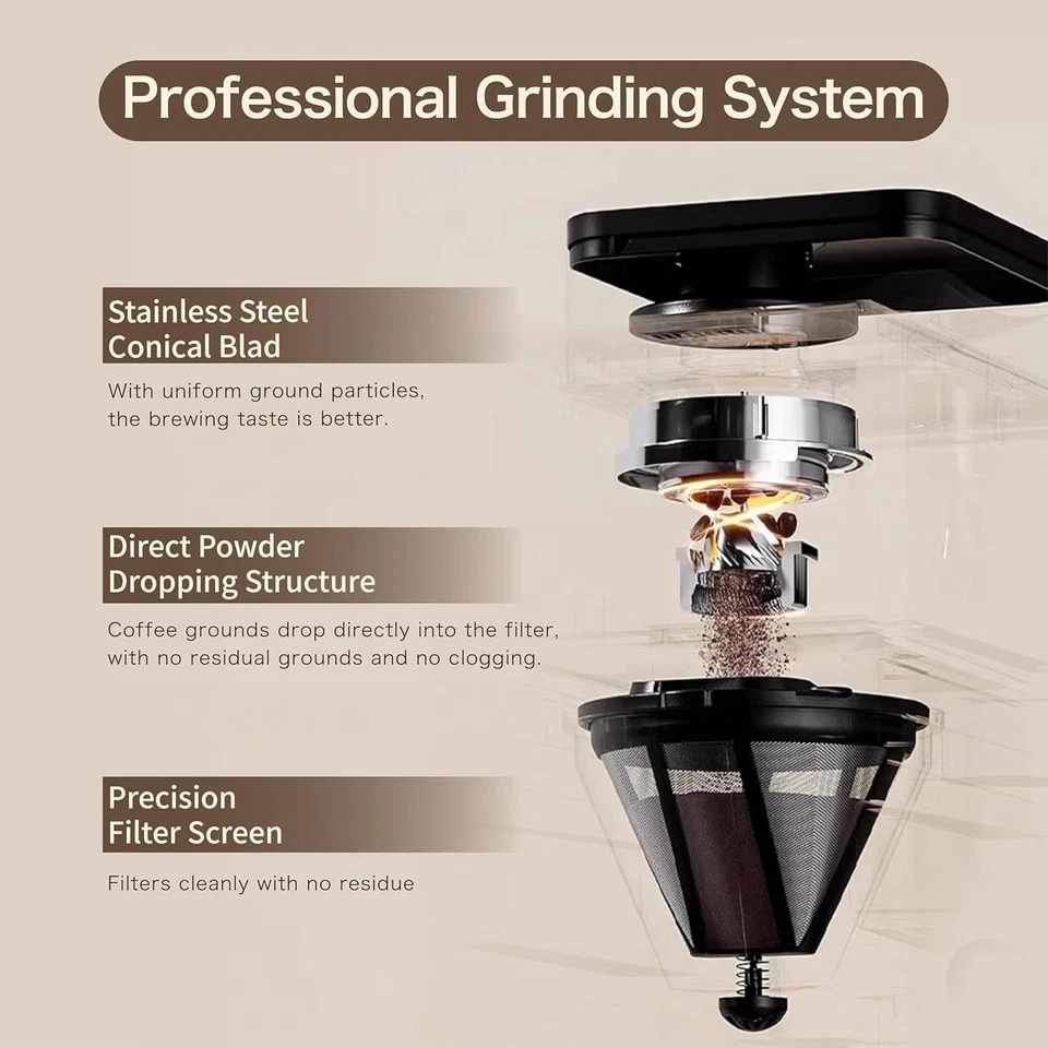 Coffee Maker with Grinder, Programmable Hot and Cold Coffee Maker with 22 oz - Image 3 of 4