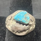 VTG Signed “VL” Native American Navajo Sterling Silver Turquoise Ring Sz 10.75