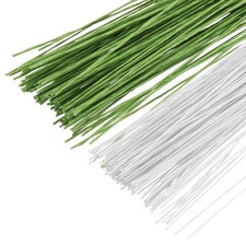 200 Pcs Florist Wire 0.55mm 24 Gauge Floral Flower Stem Wire, White/Light Green