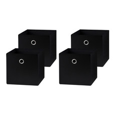 Collapsible Fabric Cube Storage Bins 10.5" X 10.5" , Rich Black, 4 P