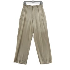 VTG Ralph Lauren Wide Leg Pleated Dress Pants 100 Silk Women s Size 10 Cream