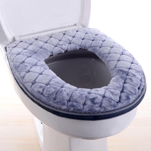 Toilet Seat Cover Soft Warmer Cushion Zip Closure Washable Closestool Seat Pads - Picture 23 of 23