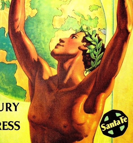 Chicago World's Fair 1933 Santa Fe Railroad Vintage Poster Print Travel USA - Picture 2 of 4