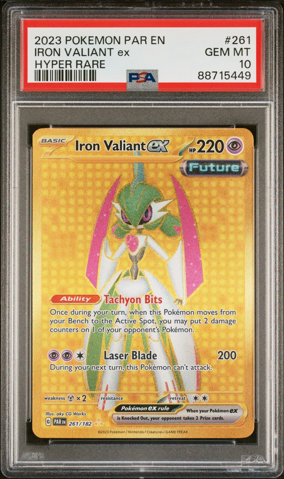 PSA 10 GEM MINT Iron Valiant ex 261/182 Paradox Rift Hyper Rare Pokemon Card
