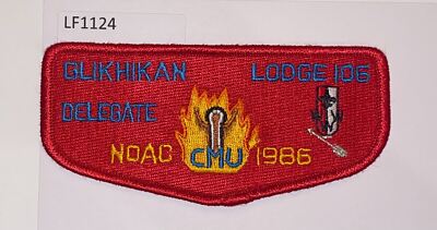 Boy Scout OA 106 Glikhikan 1986 NOAC DelegateLodge Flap