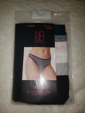 No Boundaries Women's Cotton Thong Underwear 6 Pair S U1 