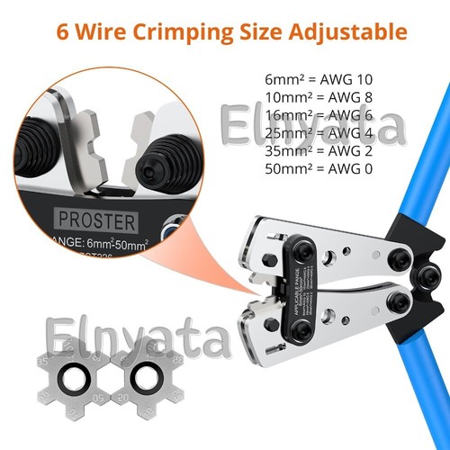 Crimpatrice pinza cavo 6-50 mm² spina filo crimpatrice batteria terminale connettore kit - Foto 2 di 14
