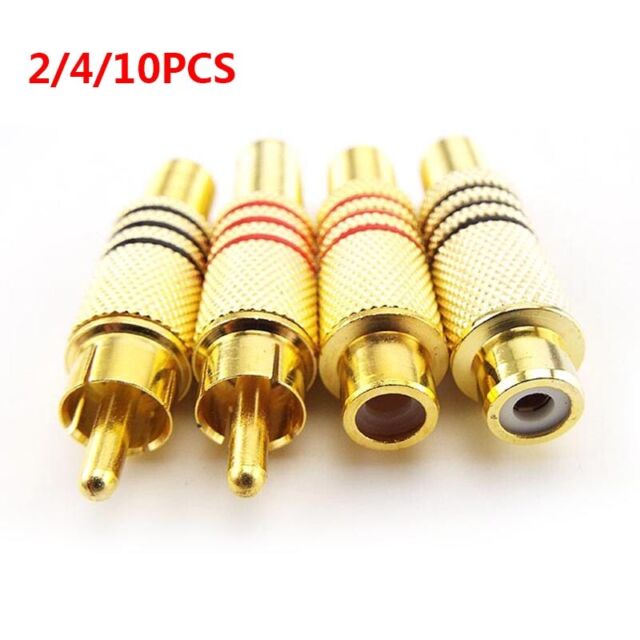 Gold RCA Male Female Plug Jack Solder Audio Video Cable Cord Adapter Connector