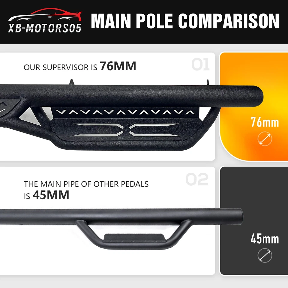 2-Stair Running Boards Side Steps For 2007-2021 Toyota Tundra Crew Max Cab Foto 4 de 4
