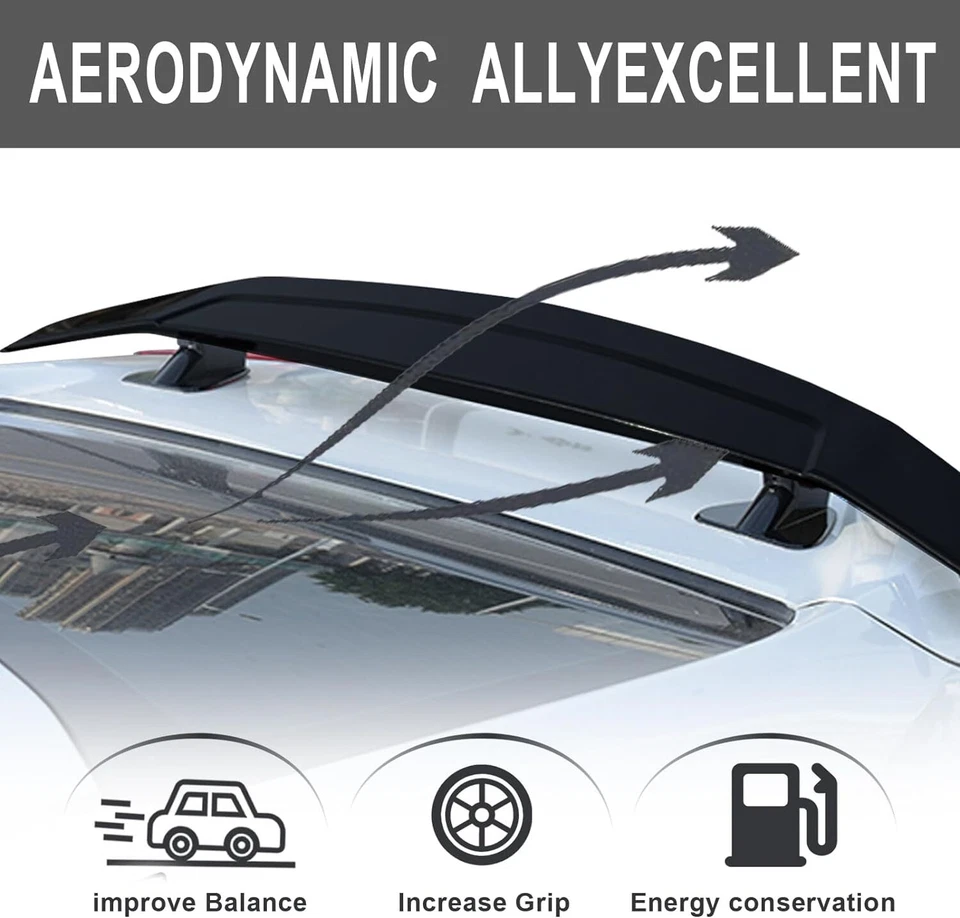 46'' GT Style Racing Rear Trunk Lip Spoiler Wing Carbon For VW Eos 2012-2016 - Image 4 of 4