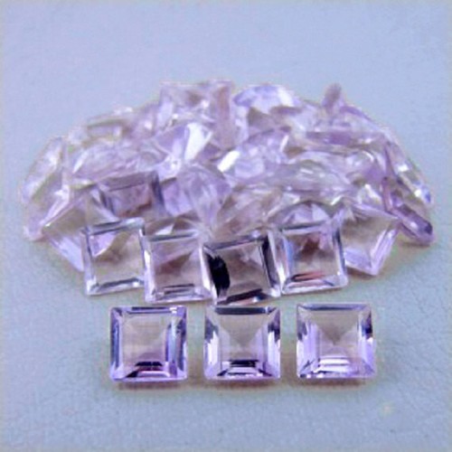 Pink Amethyst Faceted Square Loose Gemstone 3x3 MM Natural 50 Pcs Wholesale Lot - Picture 2 of 8