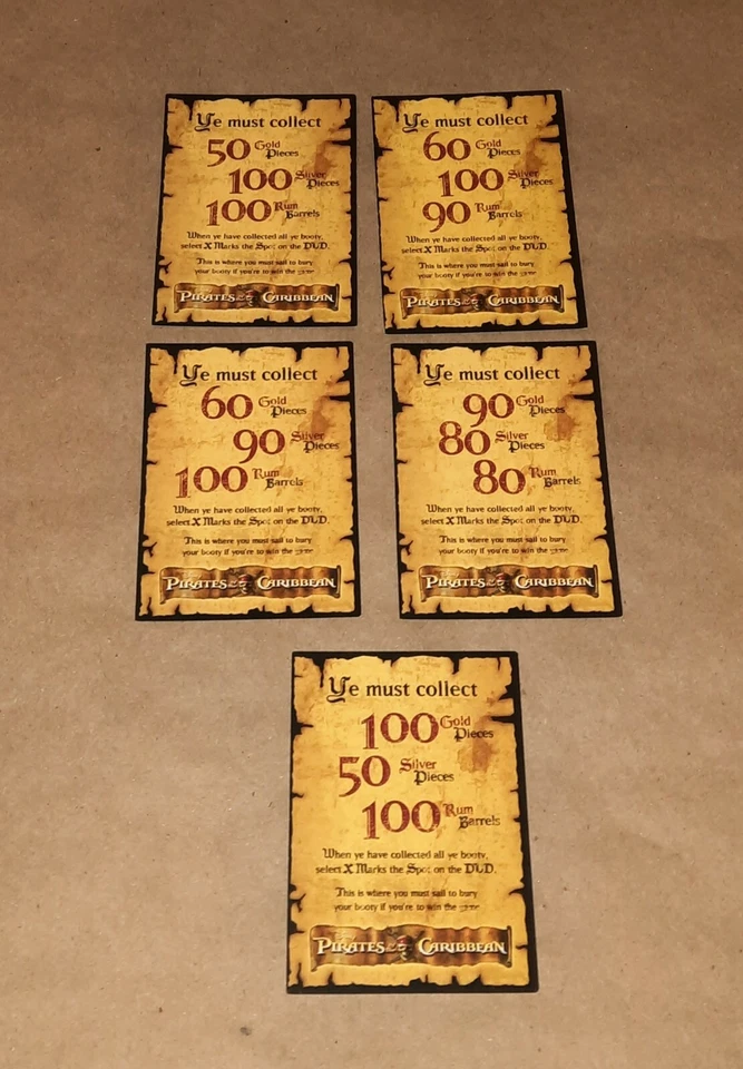 2006 Pirates Of The Caribbean Treasure Hunt DVD Game Replacement Piece Cards - Image 2 of 2