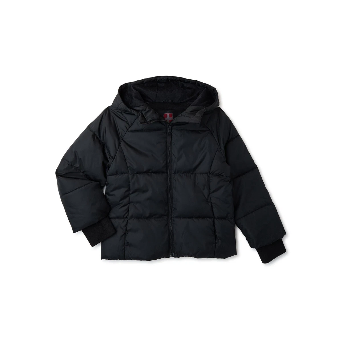 Swiss Tech Girls Winter Puffer Jacket with Hood, Size M 7-8 COLOR BLACK NEW