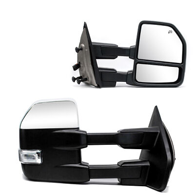Ford F-150 Powered Heated Towing Mirrors with LED Turn Signals; Chrome (...