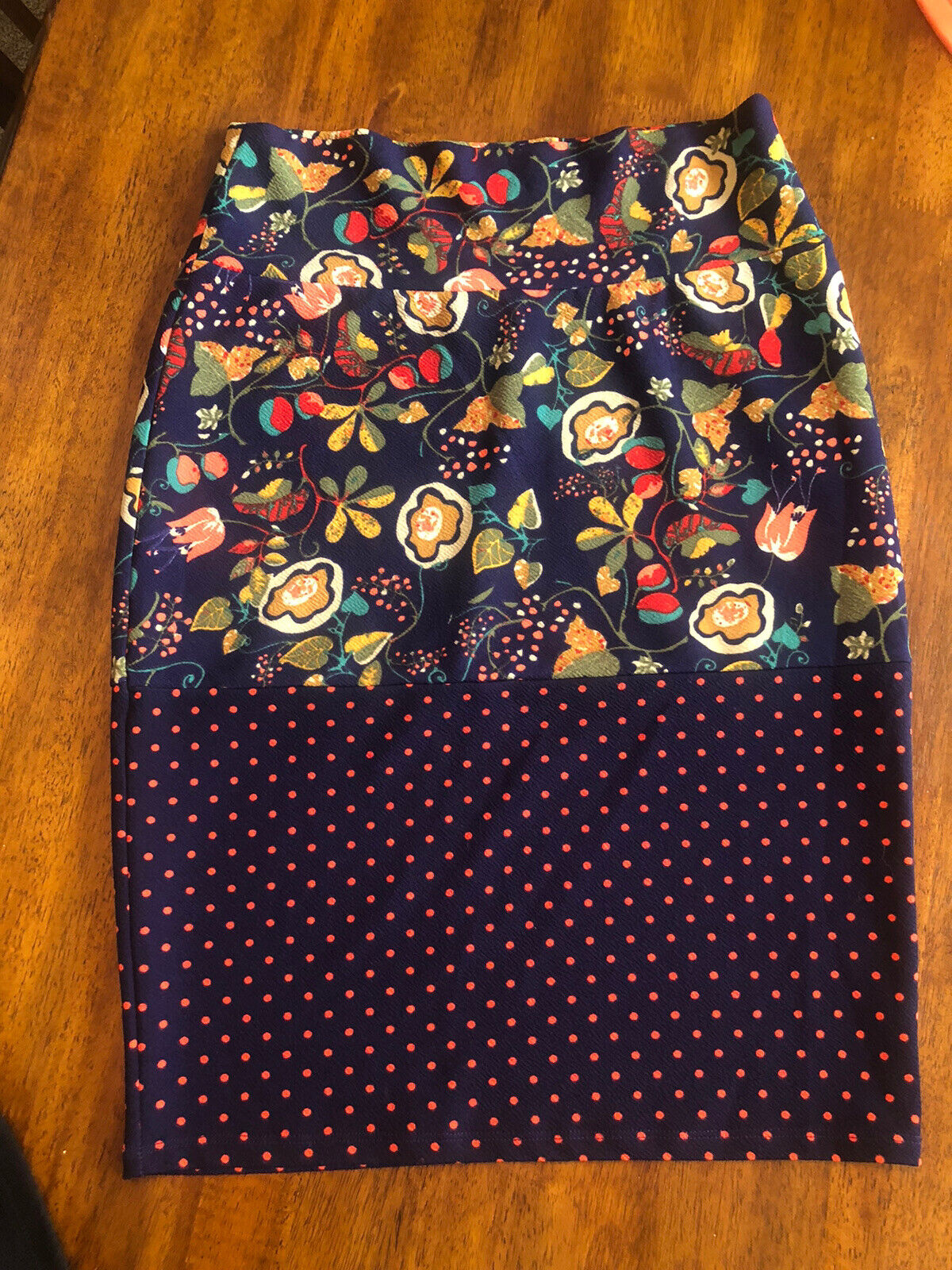Womens Lularoe Cassie Skirt Navy Blue Dot Oklahoma City Mall Medi Floral Size Polka Over item handling ☆