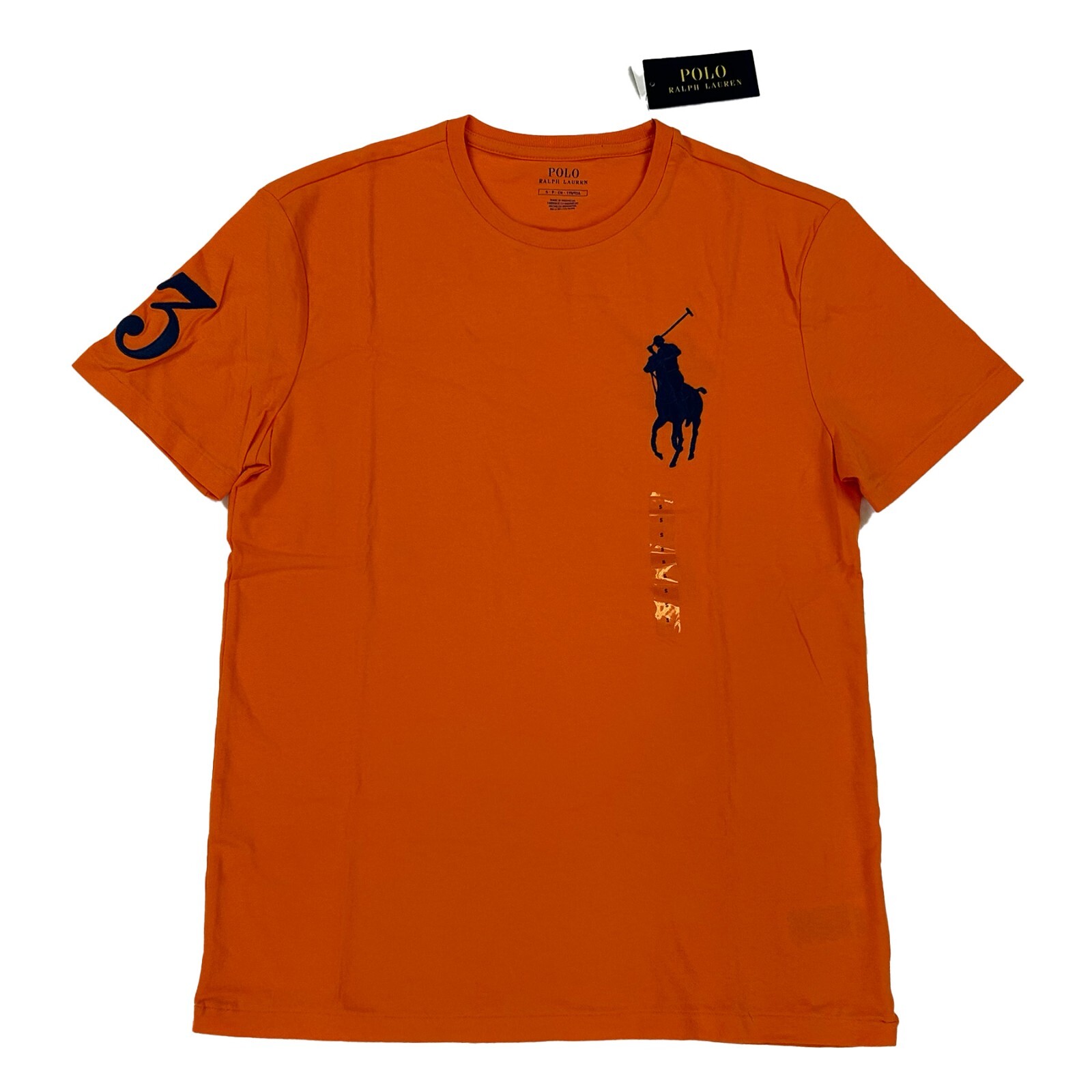 Однотонная футболка Polo Ralph Lauren Big Pony - Оранжевый темно-синий - Размер Маленький 9490₽