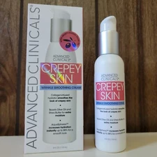 Advanced Clinicals Crepey Skin Wrinkle Smoothing Cream 4 fl oz Collagen Infused