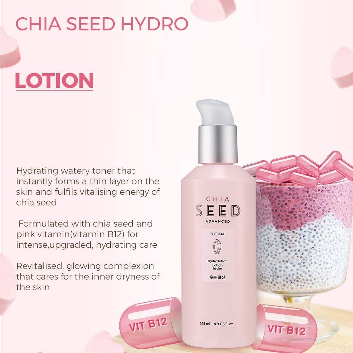 THE FACE SHOP Chia Seed Hydro Lotion | Soft Hydrating Lotion for