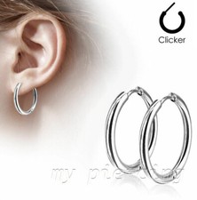 PAIR Stainless Steel Hinge Action Seamless Hoop Earrings