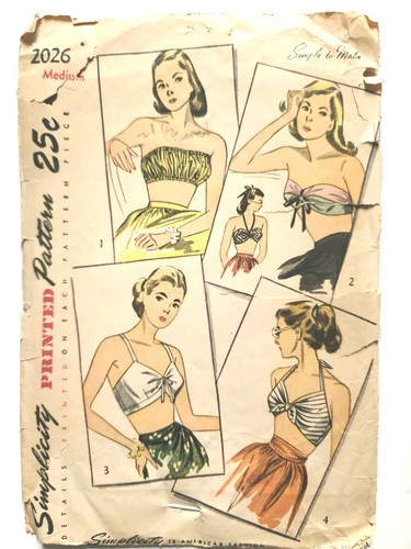 Vtg Simplicity Miss Swimsuit Top/Bra 4 Styles MED 16-18 Bust 34-36 2026 Complete