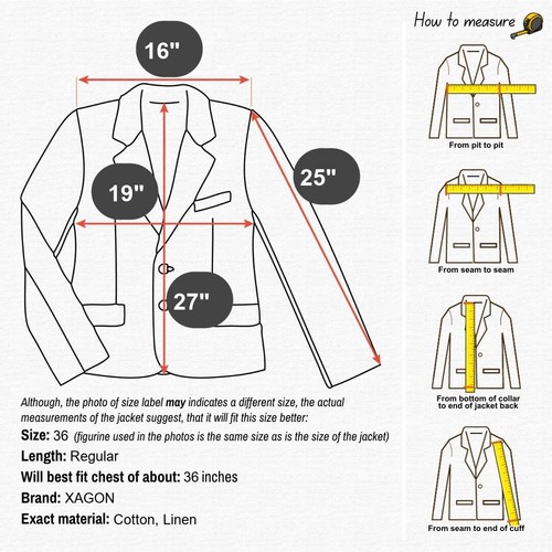 Mens Italian Blazer 36R UK Size XAGON Brown Cotton Sport Coat Summer Jacket - Picture 2 of 12