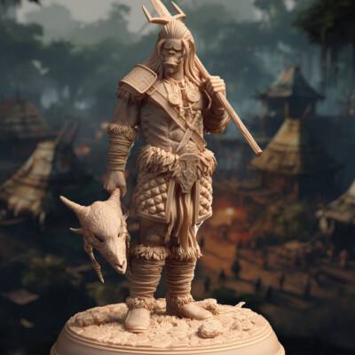 Jugak'thar Tribe Orc Fighter Barbarian Druid Miniature | D&D DnD | 