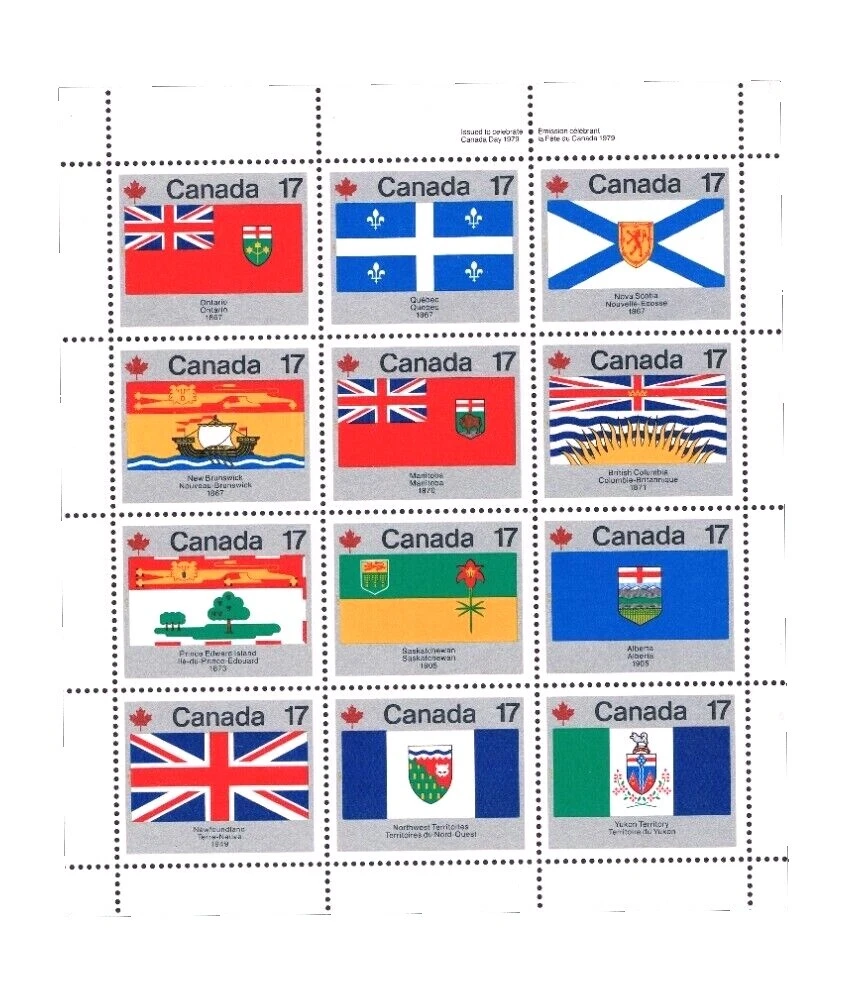 Banderas, emblemas nacionales en excelente estado nunca abisagrado/estampillada sin montar o nunca montada Estampillas de Canadá