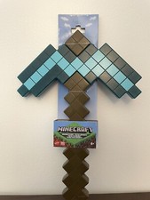 Official Minecraft Mattel 14 Blue Diamond Pickaxe Toy Costume Hard Plastic