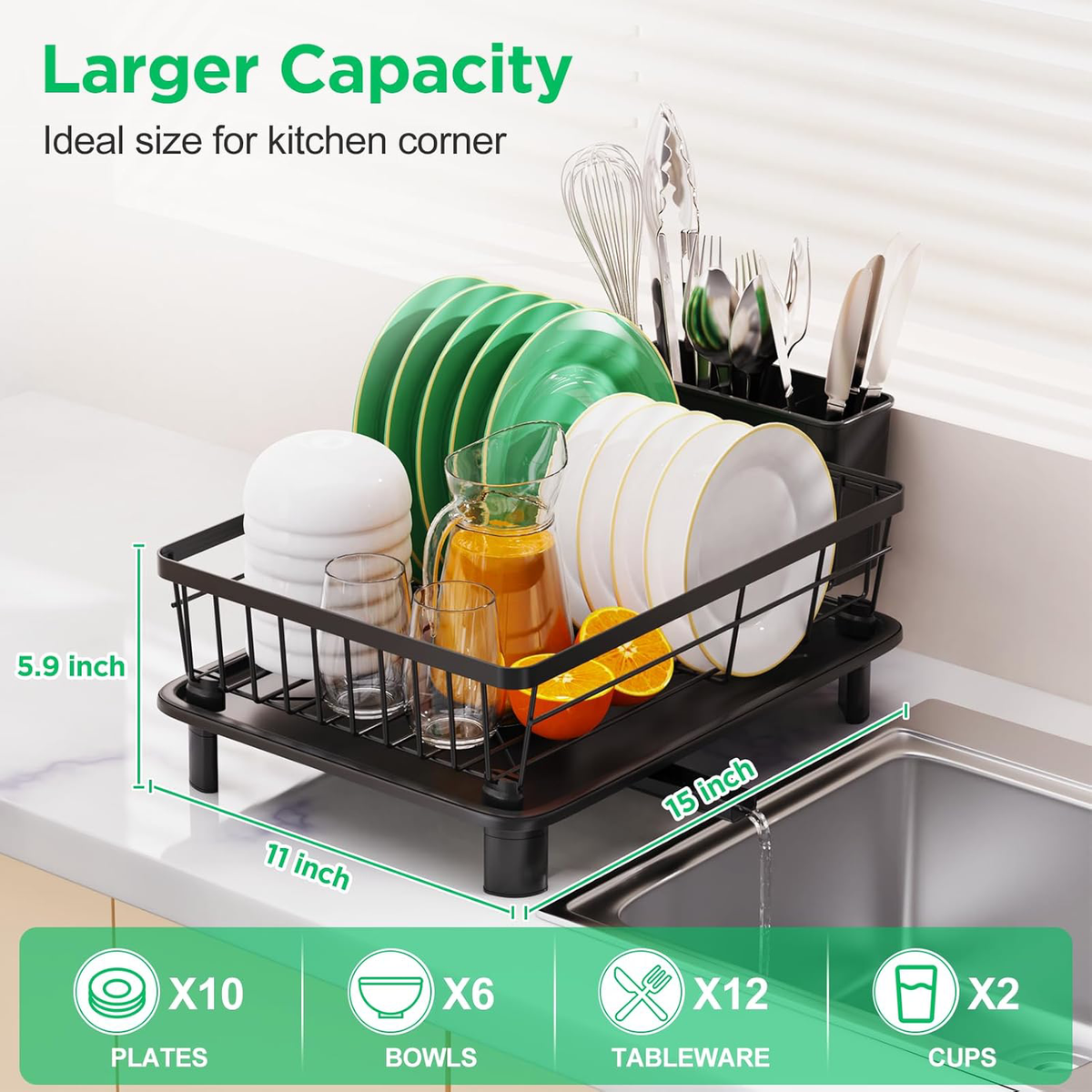 Ohuhu Dish Rack Dishwasher Safe Dish Drying Rack Space-Saving