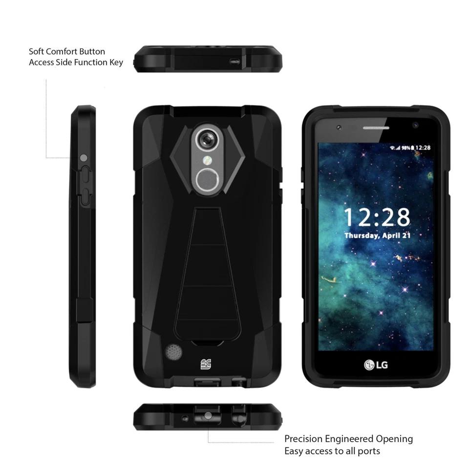 Funda a prueba de golpes con cubierta de soporte para LG Aristo Phoenix 3 Fortune Rebel 2 L58VL Foto 2 de 4
