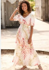 Printed Puff Sleeve Maxi Sundress