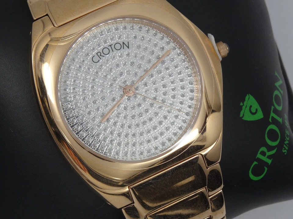 NEW "CROTON" CRYSTAL ACCENTS DIAL ROSE GOLD TONE & INTERCHANGEABLE BAND WATCH - Image 3 of 4