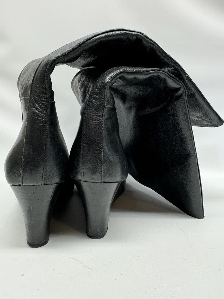 Botas de cuero Banana Republic tacón de cuña altas negras talla 8,5 M Foto 4 de 4