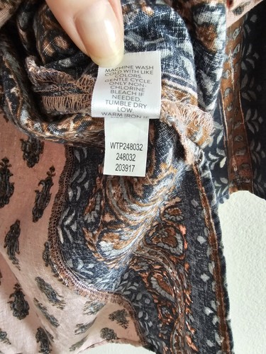 Women's J.Jill V-Neck 3/4 Sleeve Multicolored Linen Tunic Blouse Petite Small - Picture 6 of 8