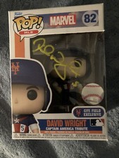 Signed David Wright NY Mets Marvel Captain America Funko Pop With Protector BAS