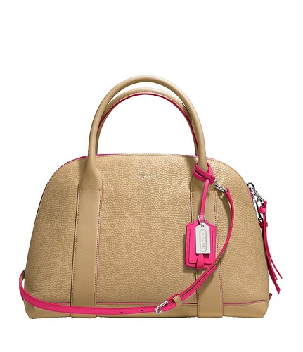 NWT COACH BLEECKER PRESTON SATCHEL IN EDGEPAINT LEATHER CAMEL PINK