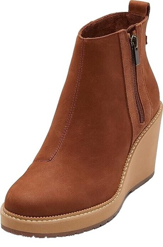 toms lunata western boho cognac fringe ankle suede booties  display picture 1