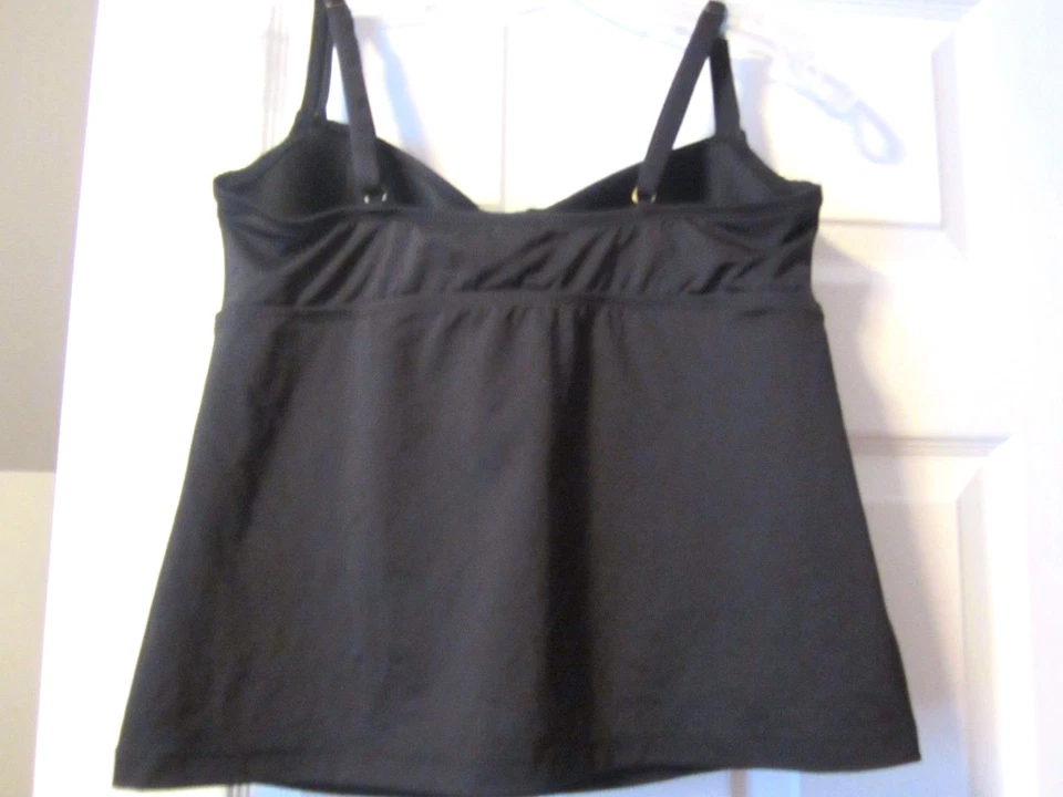 BISOU BISOU Black Cinch Front Tankini Top Size M - Image 3 of 4