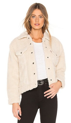 Levi's Women All Over Sherpa Trucker Jacket in Cloud Cream Size XL | eBay