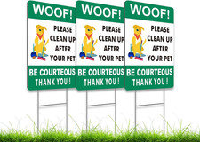 3X Double Sided 12x8 Please Clean Up After Your Pet Sign - Lawn Fun Pet