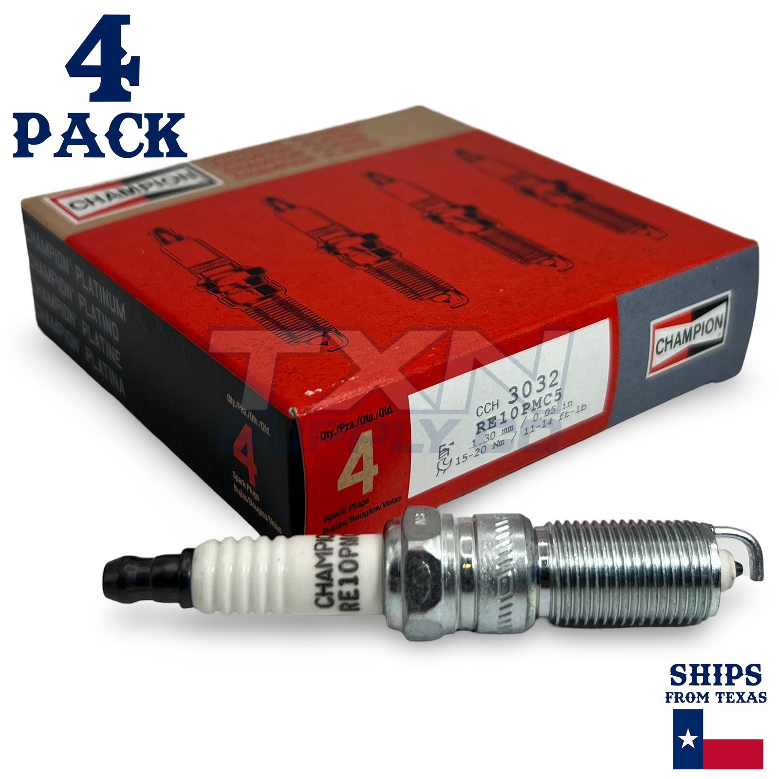 Champion 3032 Platinum Spark Plugs RE10PMC5 - 4 Pack