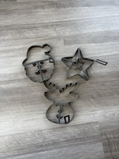 Vtg Williams Sonoma Christmas Pancake Molds Reindeer Santa Star Metal Set 3