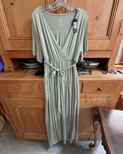 NWT Kindred Bravely Maternity Faux Wrap Maxi Dress Sage Green Rosemary